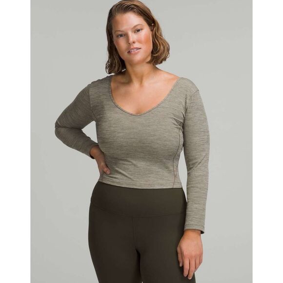 LULULEMON Women’s Heathered Rover Align Long Sleeve Crop Top Size 8 - Picture 1 of 8